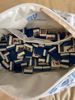 Mahjong Tile Set in Blue and White